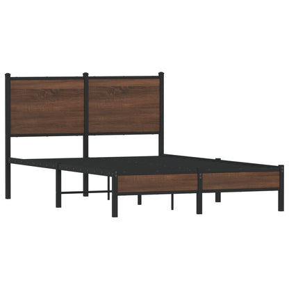 Metal Bed Frame without Mattress Brown Oak 120x200 cm