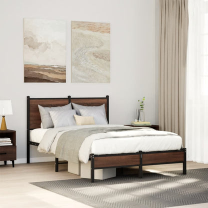 Metal Bed Frame without Mattress Brown Oak 120x200 cm