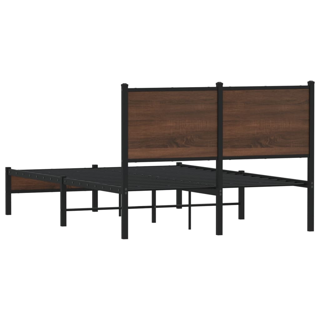 Metal Bed Frame without Mattress Brown Oak 120x200 cm