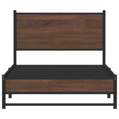 Metal Bed Frame without Mattress Brown Oak 100x190 cm