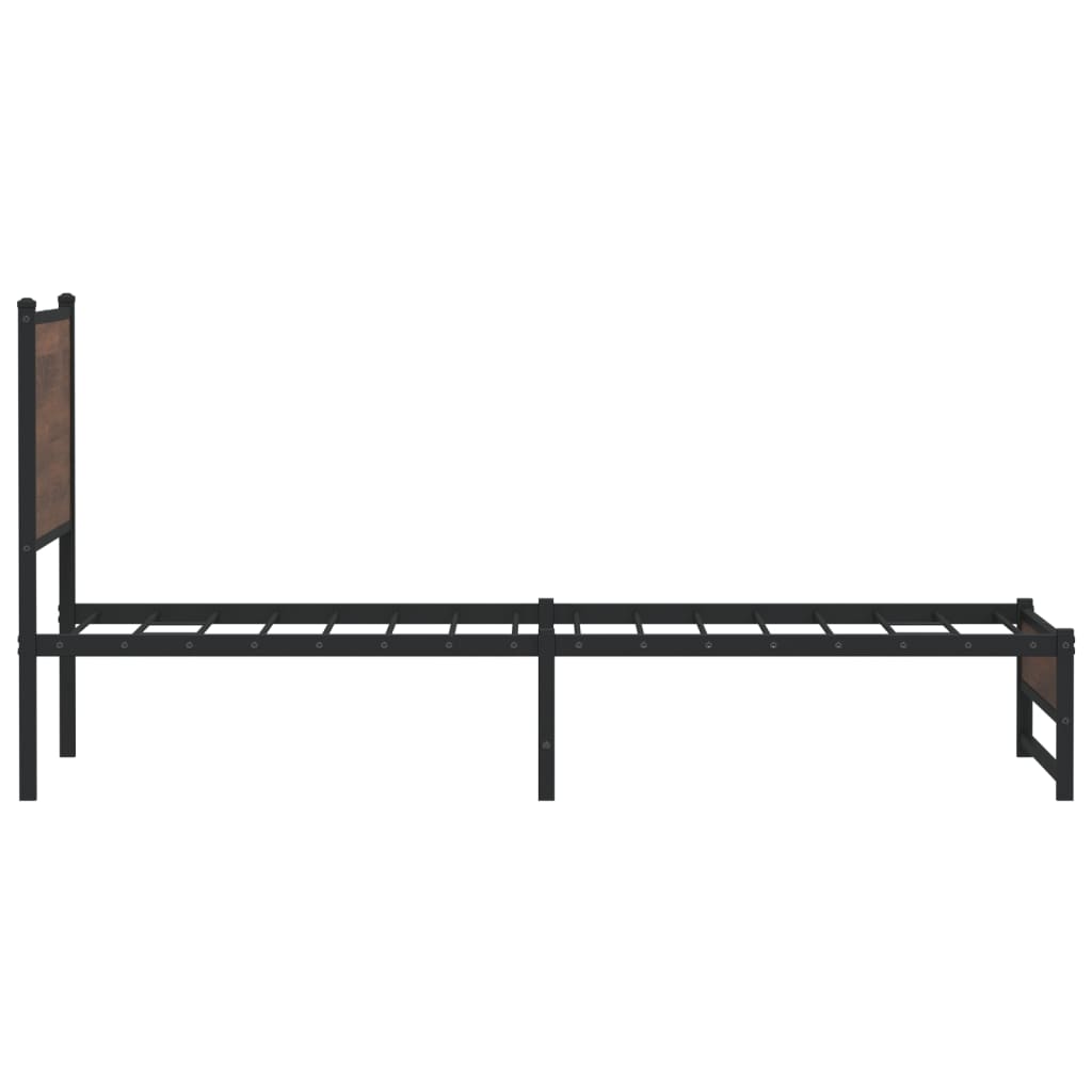 Metal Bed Frame without Mattress Brown Oak 100x190 cm