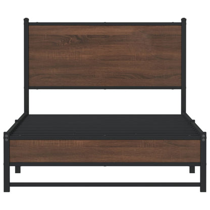 Metal Bed Frame without Mattress Brown Oak 100x200 cm