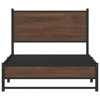 Metal Bed Frame without Mattress Brown Oak 107x203 cm