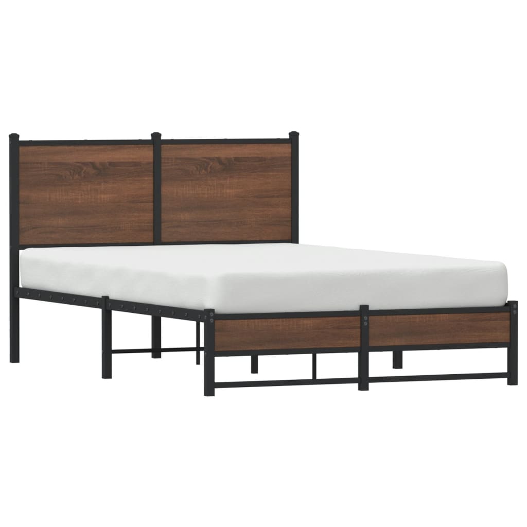 Metal Bed Frame without Mattress Brown Oak 120x200 cm