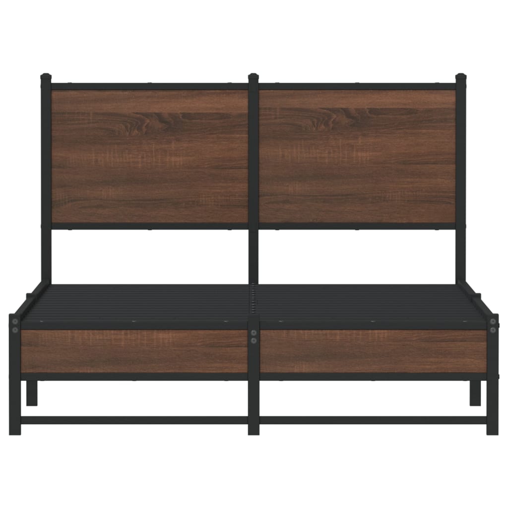 Metal Bed Frame without Mattress Brown Oak 120x200 cm