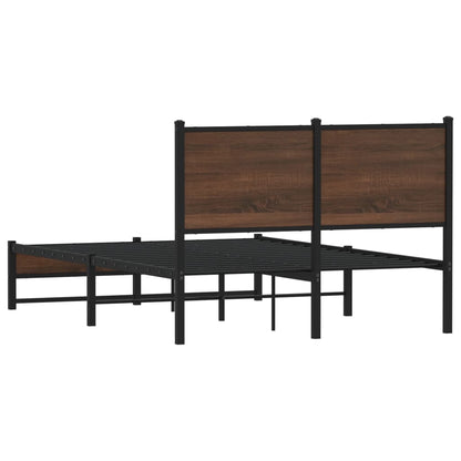 Metal Bed Frame without Mattress Brown Oak 120x200 cm