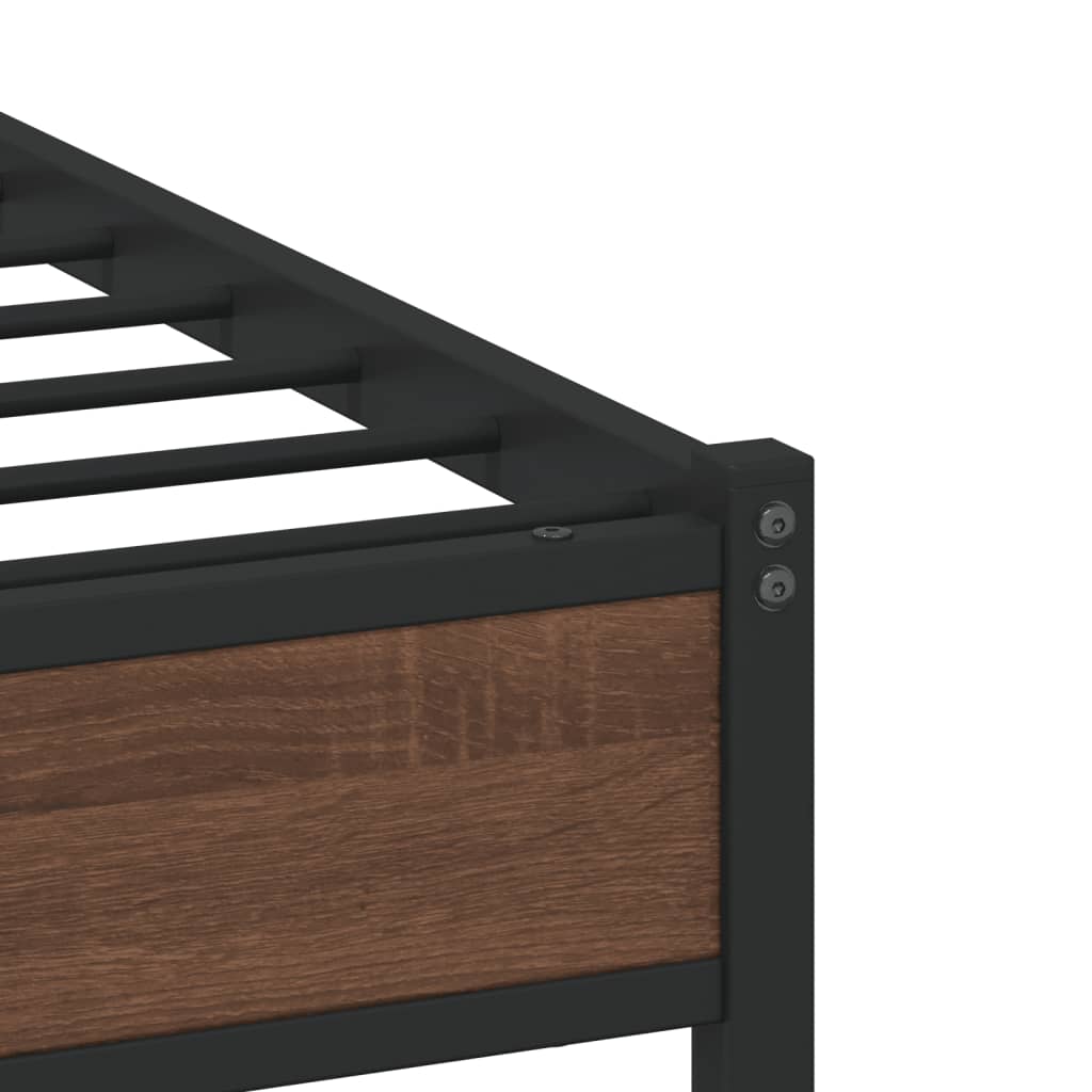 Metal Bed Frame without Mattress Brown Oak 120x200 cm
