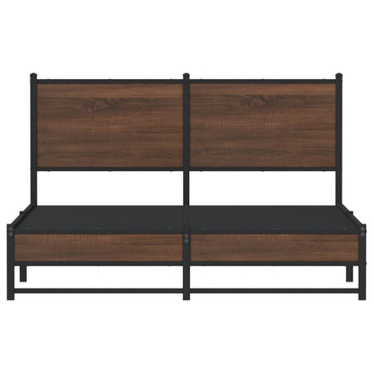 Metal Bed Frame without Mattress Brown Oak 150x200 cm King Size