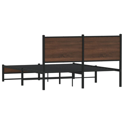 Metal Bed Frame without Mattress Brown Oak 150x200 cm King Size
