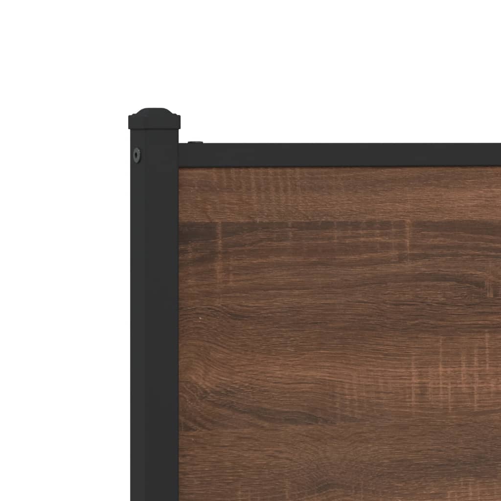 Metal Bed Frame without Mattress Brown Oak 75x190 cm Small Single
