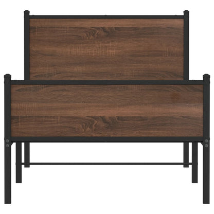 Metal Bed Frame without Mattress Brown Oak 90x200 cm