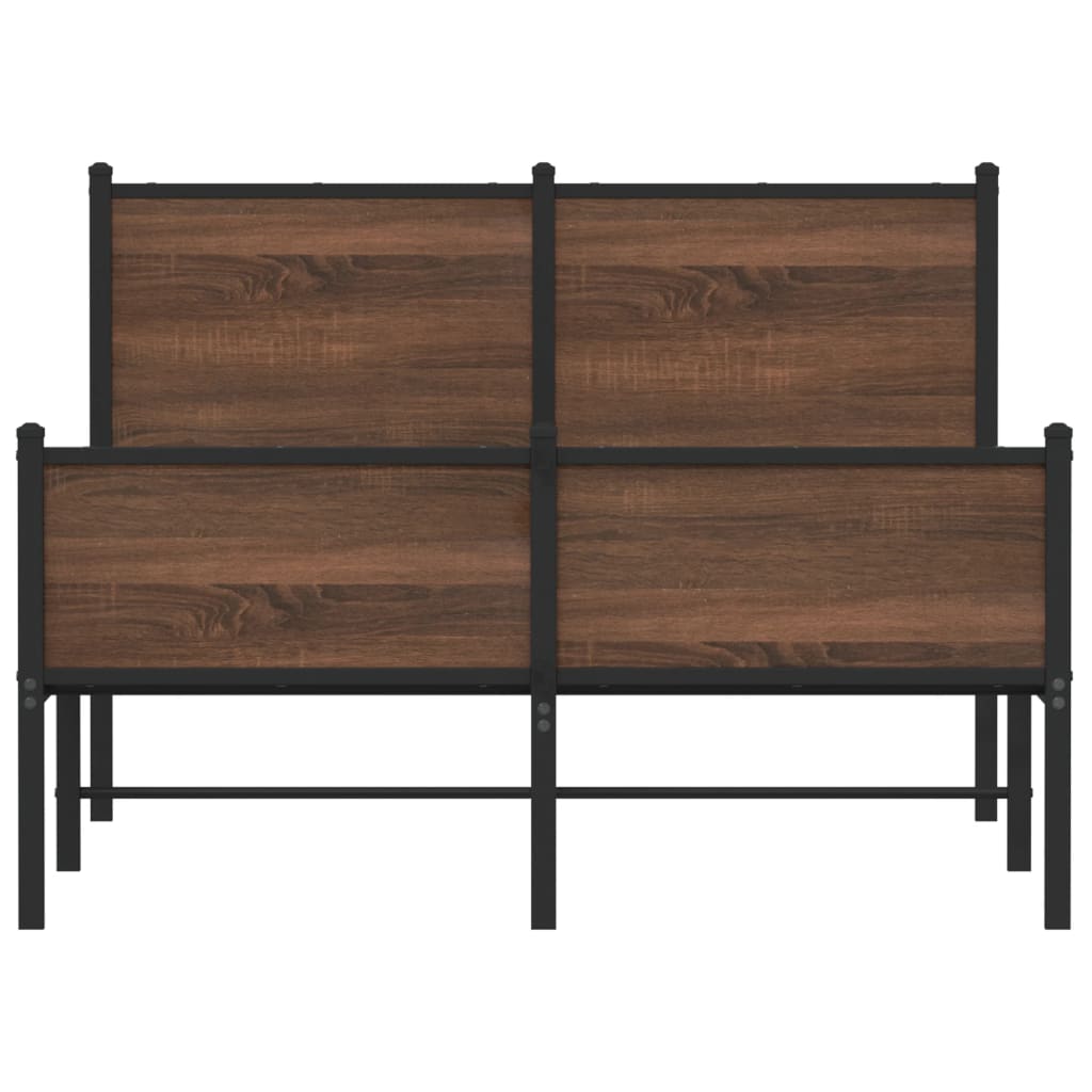 Metal Bed Frame without Mattress Brown Oak 120x190 cm Small Double