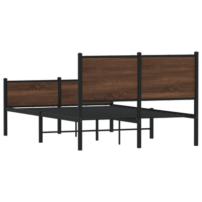 Metal Bed Frame without Mattress Brown Oak 120x190 cm Small Double