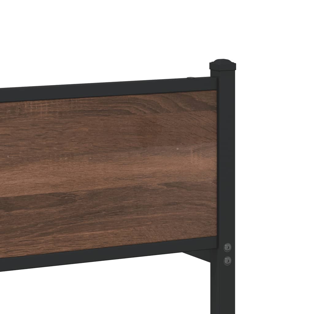 Metal Bed Frame without Mattress Brown Oak 120x190 cm Small Double