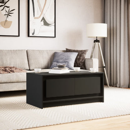 Coffee Table with LED Lights Black Engineered Wood