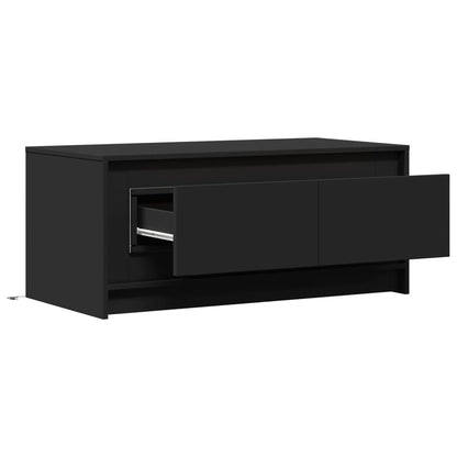 Coffee Table with LED Lights Black Engineered Wood