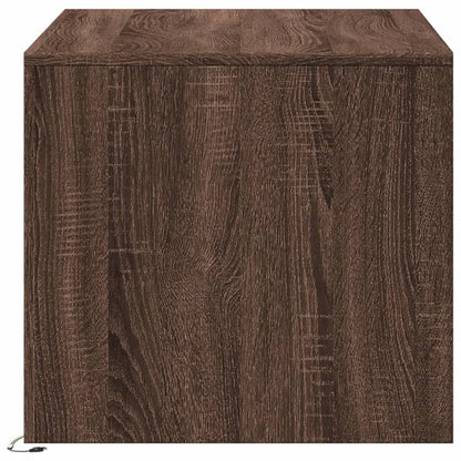 Coffee Table with LED Lights Brown Oak Engineered Wood