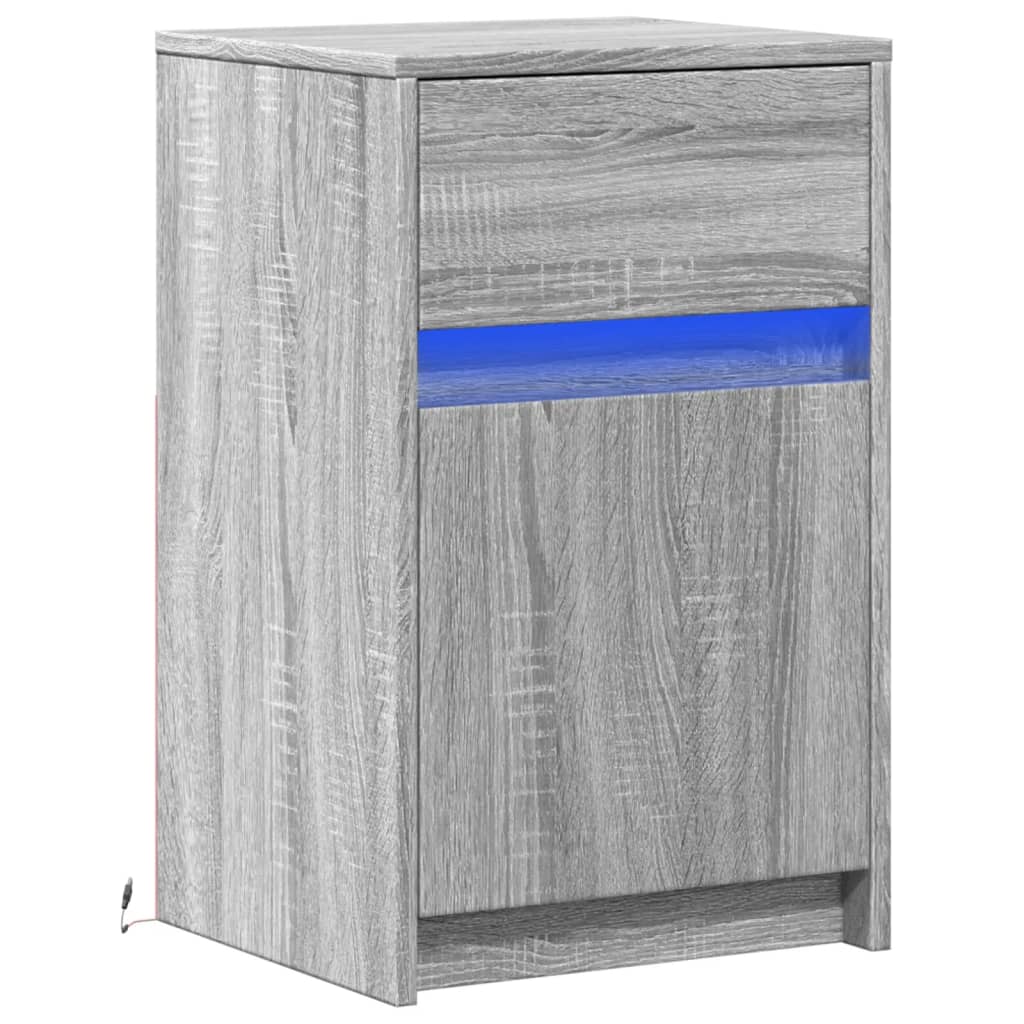 Bedside Cabinet with LED Lights Grey Sonoma Engineered Wood