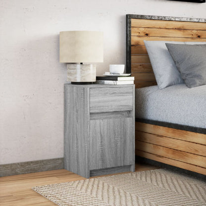 Bedside Cabinet with LED Lights Grey Sonoma Engineered Wood