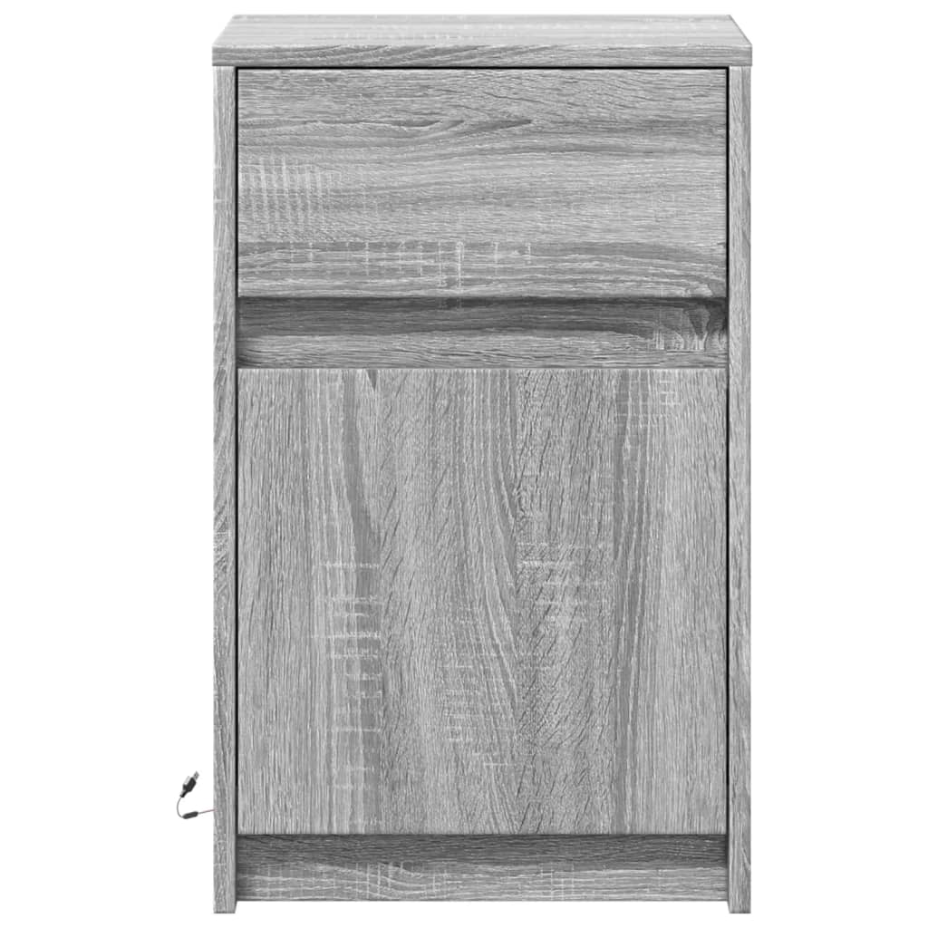 Bedside Cabinet with LED Lights Grey Sonoma Engineered Wood