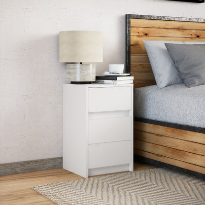 Bedside Cabinet with LED Lights White Engineered Wood