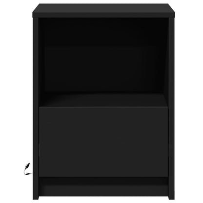 Bedside Cabinets with LED Lights 2 pcs Black Engineered Wood