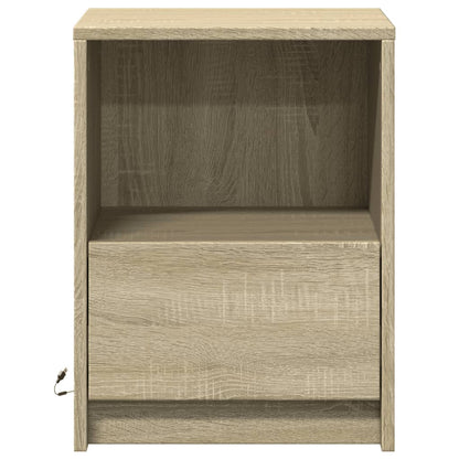 Bedside Cabinets with LED Lights 2 pcs Sonoma Oak Engineered Wood