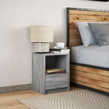 Bedside Cabinet with LED Lights Grey Sonoma Engineered Wood