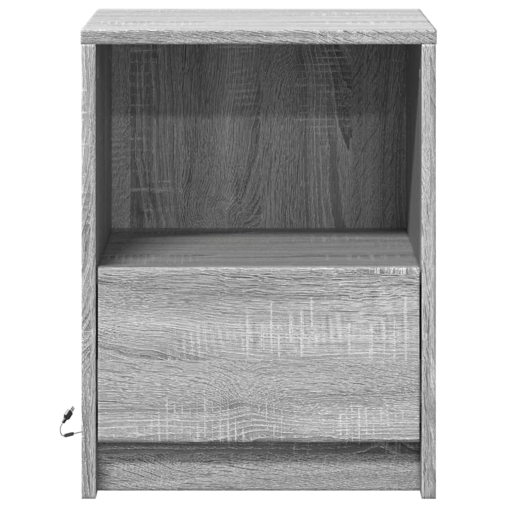 Bedside Cabinet with LED Lights Grey Sonoma Engineered Wood