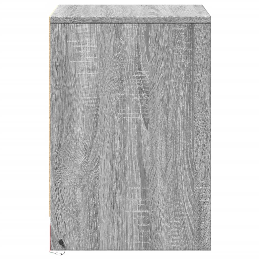 Bedside Cabinet with LED Lights Grey Sonoma Engineered Wood