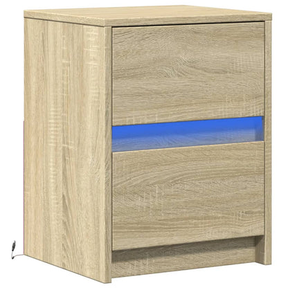 Bedside Cabinet with LED Lights Sonoma Oak Engineered Wood