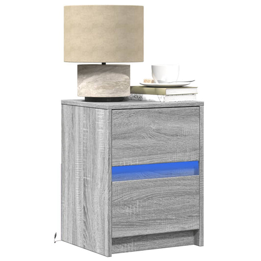 Bedside Cabinets with LED Lights 2 pcs Grey Sonoma Engineered Wood