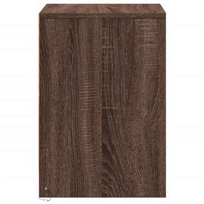 Bedside Cabinet with LED Lights Brown Oak Engineered Wood