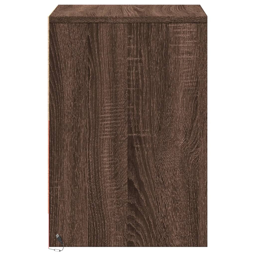 Bedside Cabinets with LED Lights 2 pcs Brown Oak Engineered Wood