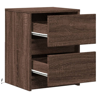 Bedside Cabinets with LED Lights 2 pcs Brown Oak Engineered Wood