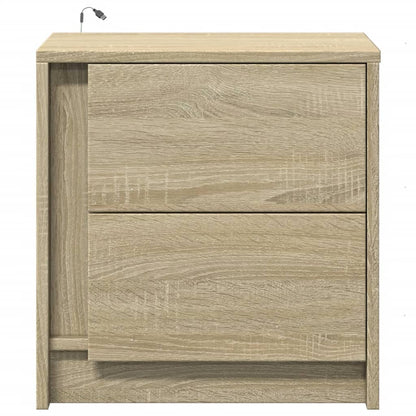 Bedside Cabinets with LED Lights 2 pcs Sonoma Oak Engineered Wood