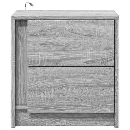 Bedside Cabinets with LED Lights 2 pcs Grey Sonoma Engineered Wood