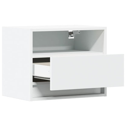 Wall-mounted Bedside Cabinet with LED Lights White