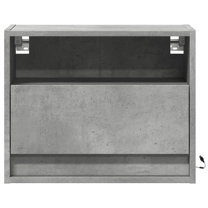 Wall-mounted Bedside Cabinets with LED Lights 2 pcs Concrete Grey