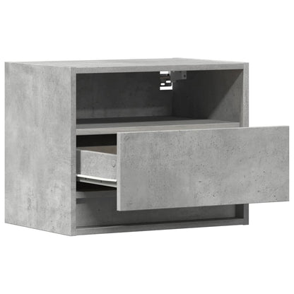 Wall-mounted Bedside Cabinets with LED Lights 2 pcs Concrete Grey