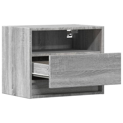 Wall-mounted Bedside Cabinet with LED Lights Grey Sonoma