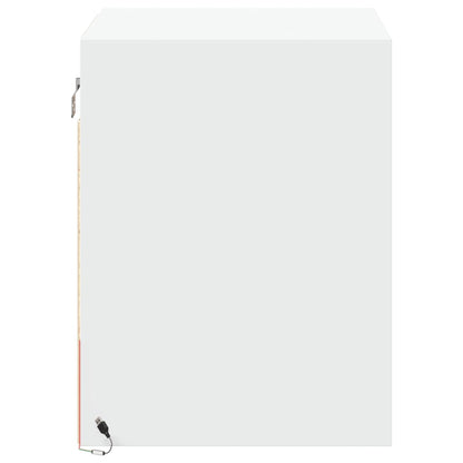 Wall-mounted Bedside Cabinet with LED Lights White