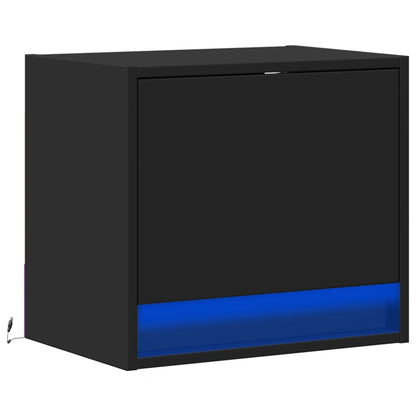 Wall-mounted Bedside Cabinet with LED Lights Black