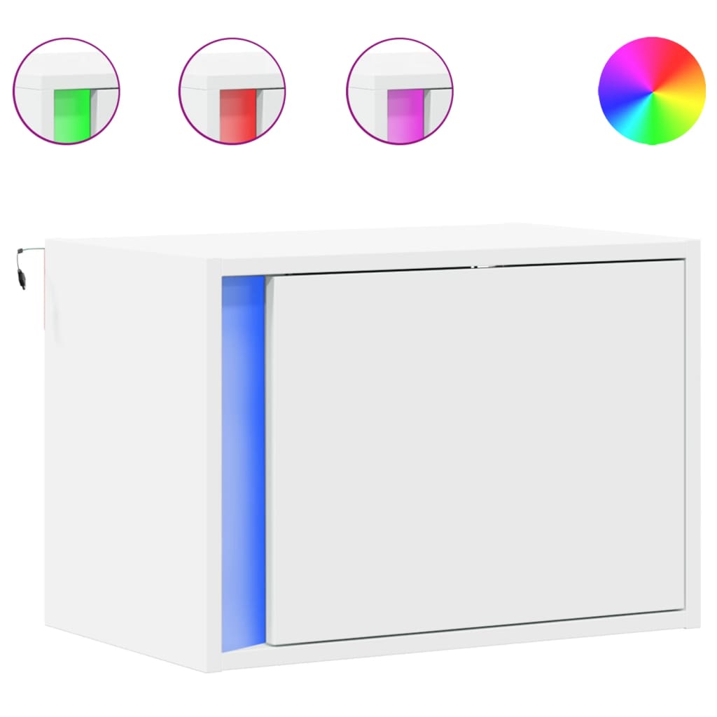 Wall-mounted Bedside Cabinets with LED Lights 2 pcs White