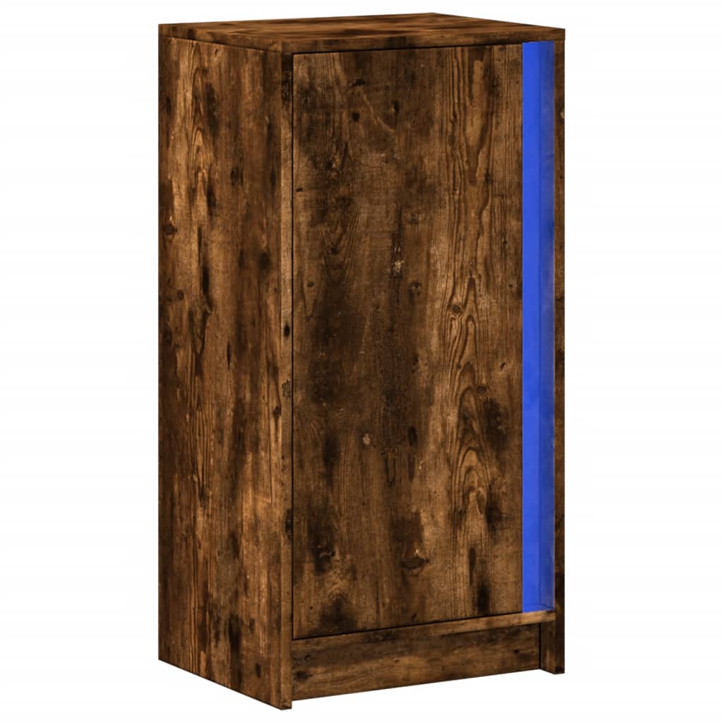 Sideboard with LED Smoked Oak 42.5x34x85 cm Engineered Wood