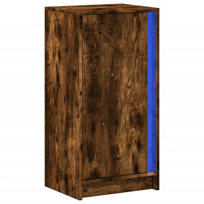 Sideboard with LED Smoked Oak 42.5x34x85 cm Engineered Wood