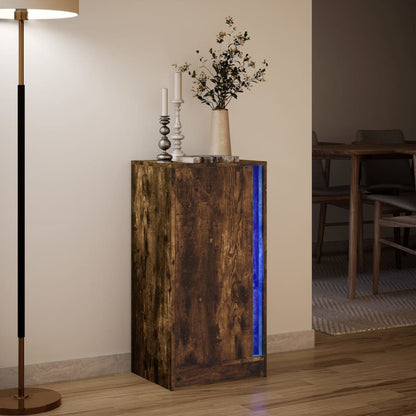 Sideboard with LED Smoked Oak 42.5x34x85 cm Engineered Wood