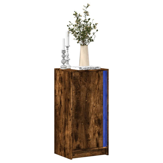 Sideboard with LED Smoked Oak 42.5x34x85 cm Engineered Wood