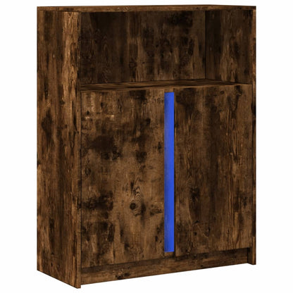 Sideboard with LED Smoked Oak 77x34x100 cm Engineered Wood