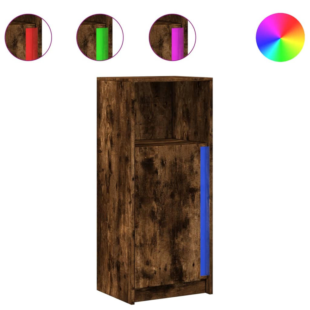 Sideboard with LED Smoked Oak 42.5x34x100 cm Engineered Wood